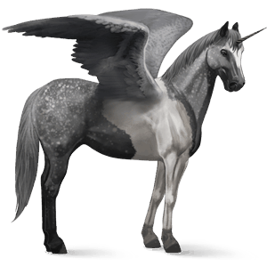 unicorn de călărit cu aripi nokota negru pătat
