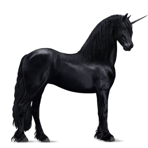 unicorn de călărit frizian negru