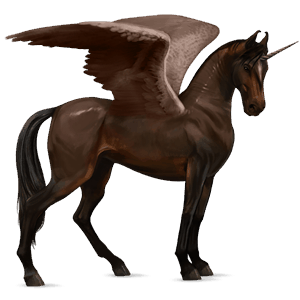 unicorn de călărit cu aripi murg