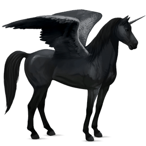 unicorn de călărit cu aripi mustang negru