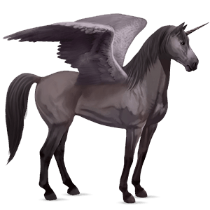unicorn de călărit cu aripi murg închis