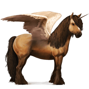unicorn de călărit cu aripi murg
