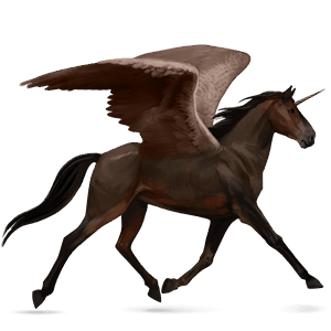 unicorn de călărit cu aripi trăpaş francez murg închis