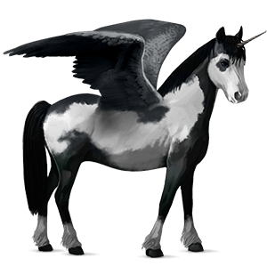 unicorn de călărit cu aripi barb negru